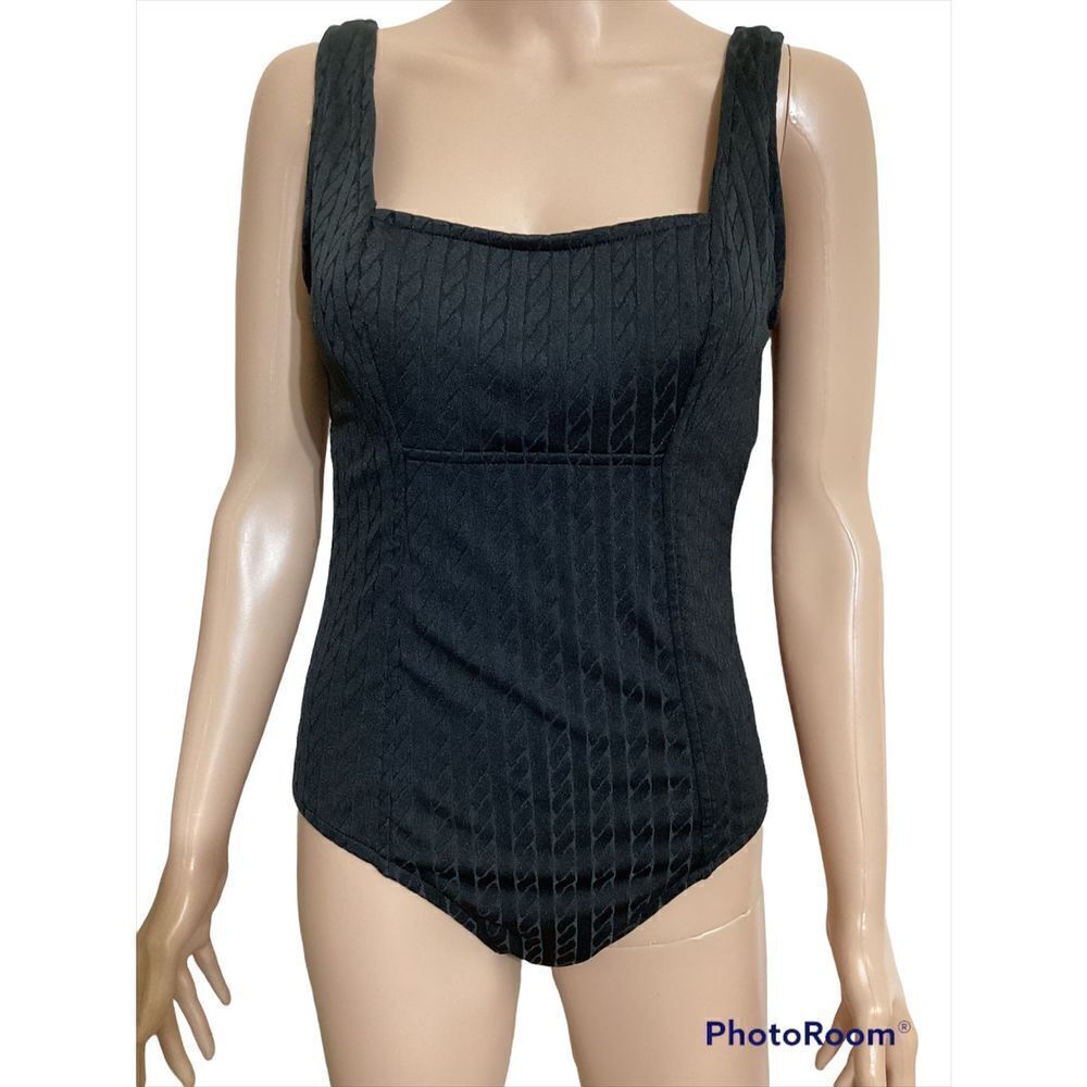 Vintage Black Catalina Low Back One Piece Swimsuit SP